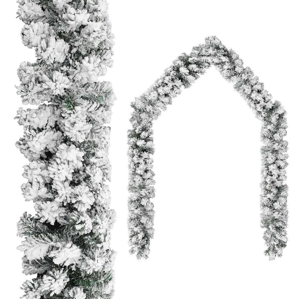 vidaXL Christbaumschmuck Weihnachtsgirlande mit Schnee Grün 10 m PVC (1-tlg)