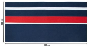 ZOLLNER Strandtuch, Glattvelours (1-St), 100 x 200 cm, 100% Baumwolle, blau-weiß-rot gestreift