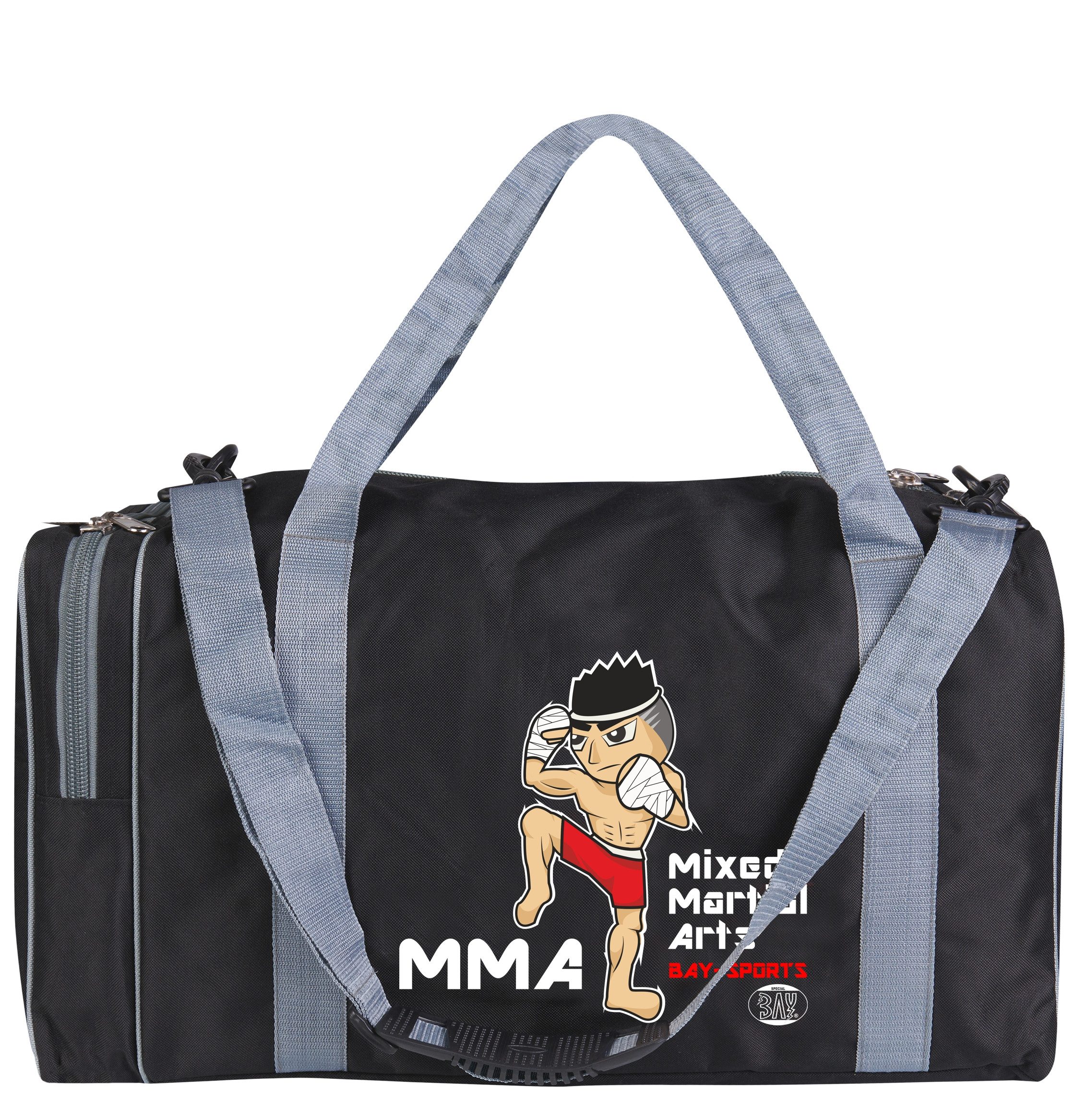 BAY-Sports Sporttasche MMA Trainingstasche für Kinder Mixed Martial Arts Kindertasche grau (Stück), Für kleine Nachwuchsfighter, 50 cm, aufgeweckten Design Mädchen/Jungs