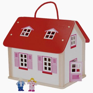 goki Puppenhaus Koffer Puppenhaus mit Zubehör, (24-tlg), kann überall hin mitgenommen werden