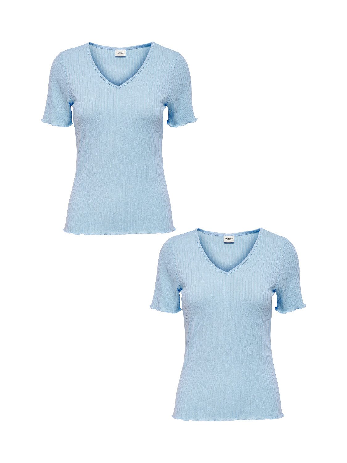 T-Shirt 2er-Set Kurzarm V-Ausschnitt Stretch Oberteil