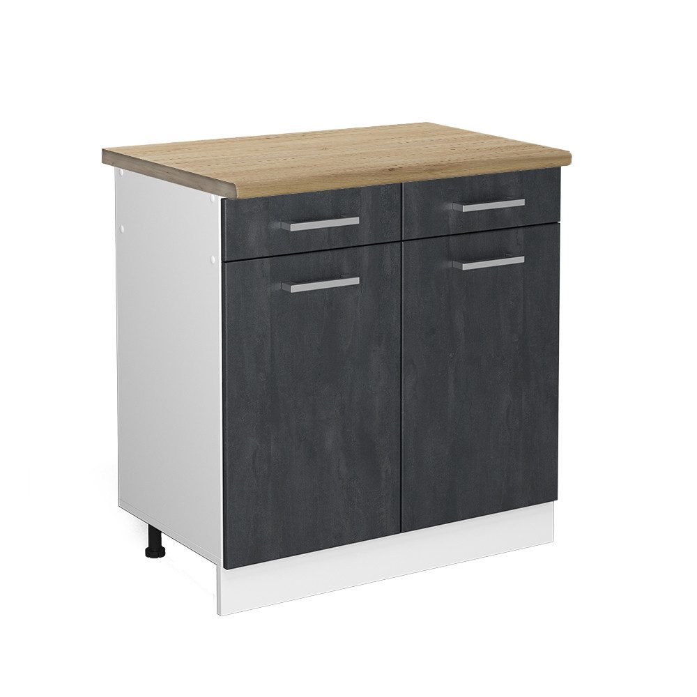 Vicco Unterschrank R-Line, Schwarz Beton/Weiß, 80 günstig online kaufen