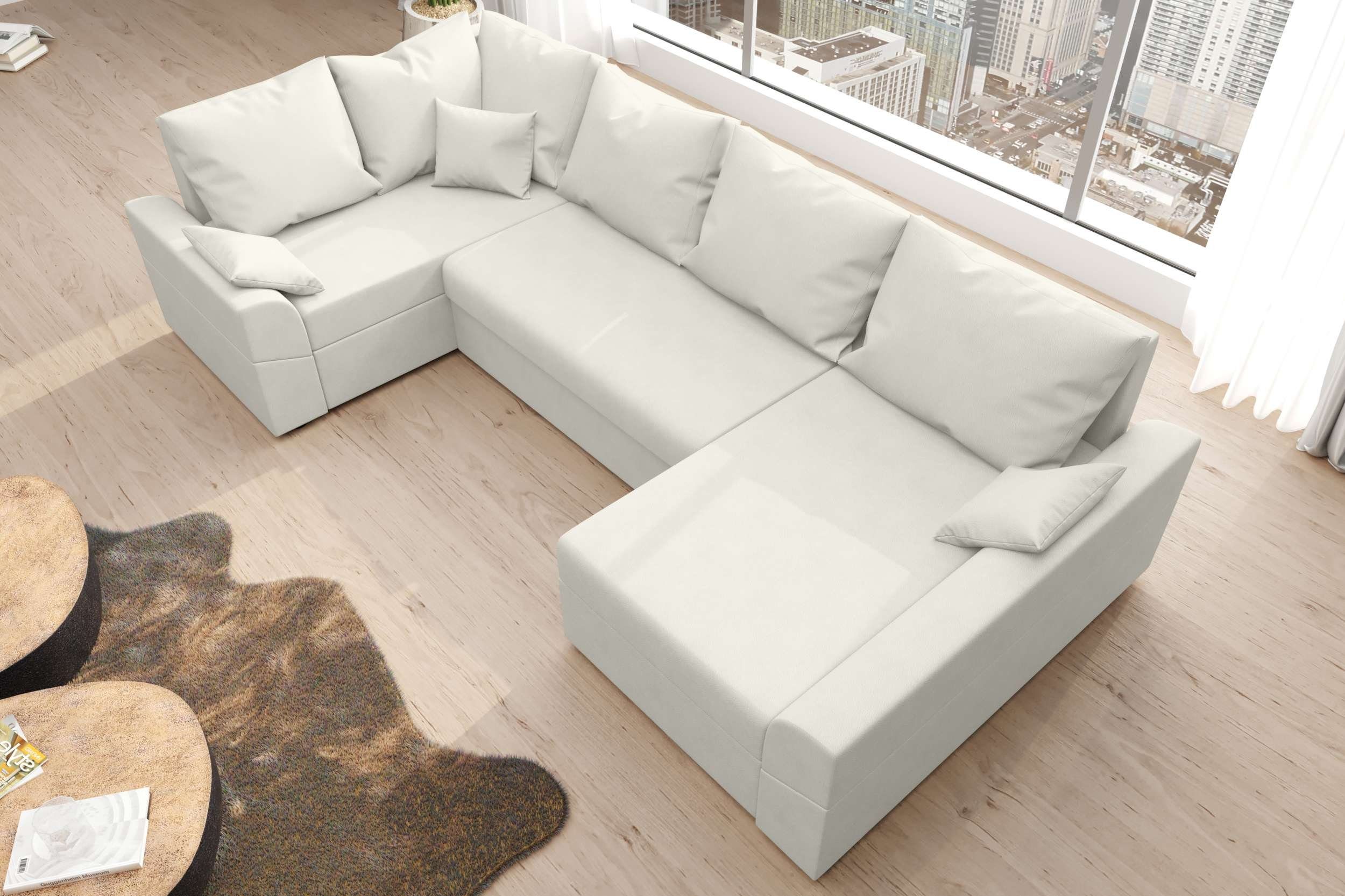 Stylefy Wohnlandschaft Eckcouch, mit U-Form, Bettfunktion, Design Modern Sofa, Sitzkomfort, Bettkasten, Bailey, mit