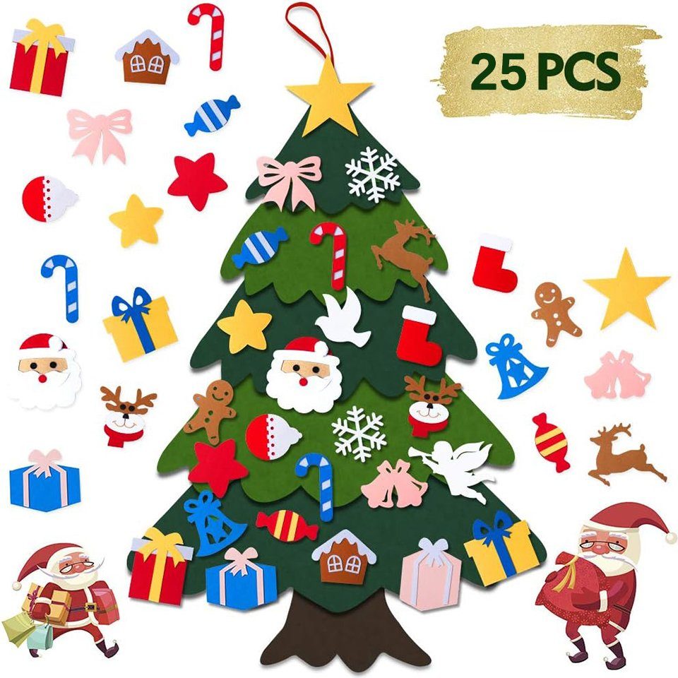 Künstlicher Weihnachtsbaum DIY Filz-Weihnachtsbaum Set, 25tlg, Kinderfreundlich, 100cm