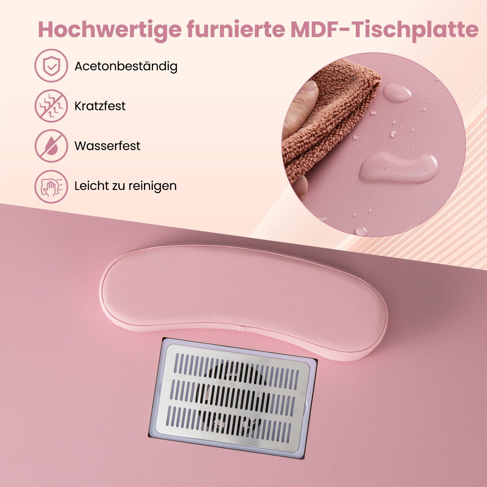 COSTWAY Maniküre-Pediküre-Set, Maniküretisch mit elektrischer Staubabsaugung Nageltisch – Bild 4 von 5