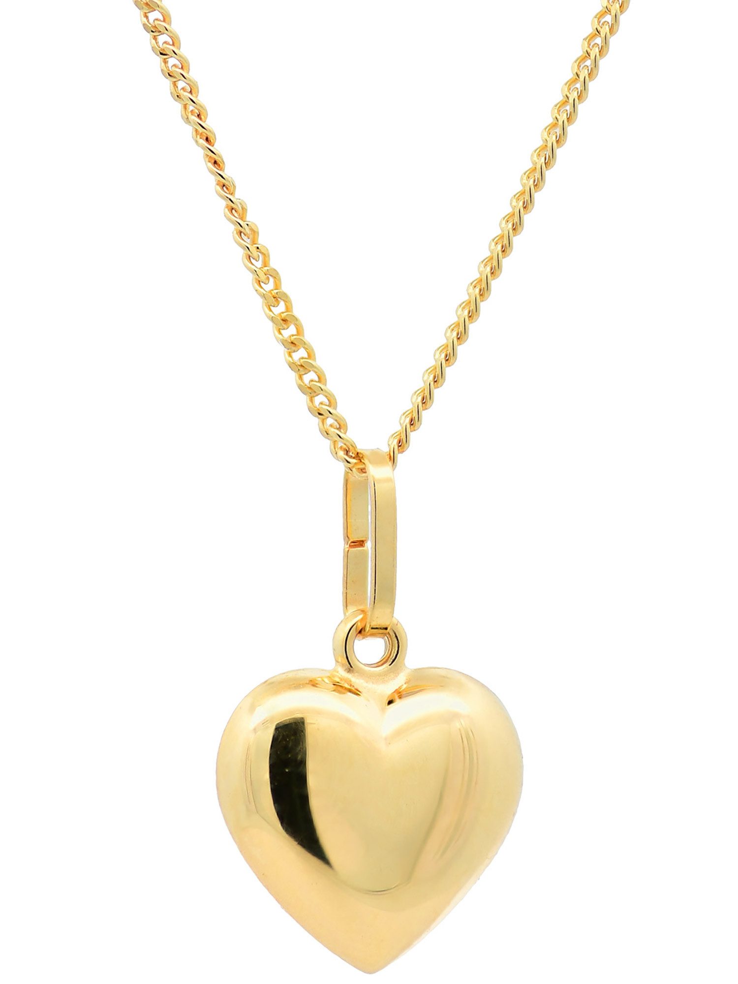 HOPLO Herzanhänger Gold Anhänger Herz mit Goldkette massiv 333 - 8 Karat Gold 36 cm, Made in Germany