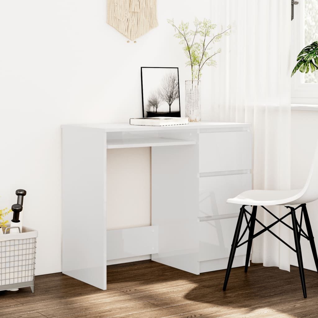 furnicato Schreibtisch Hochglanz-Weiß 90x45x76 cm Holzwerkstoff günstig online kaufen