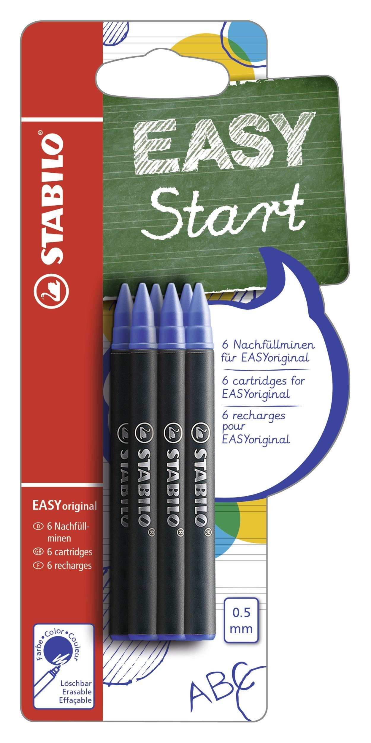 STABILO Fineliner STABILO Tintenpatronen EASYoriginal Refill, 6er Set blau