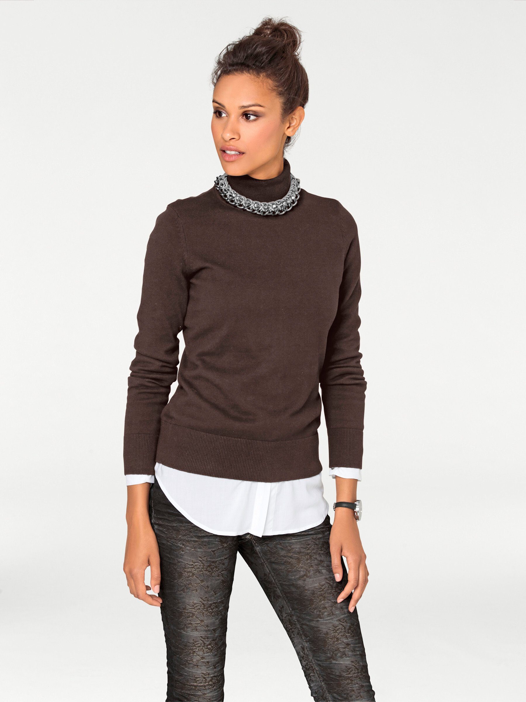 heine Strickpullover Rollkragen-Pullover Langarm Feinstrick