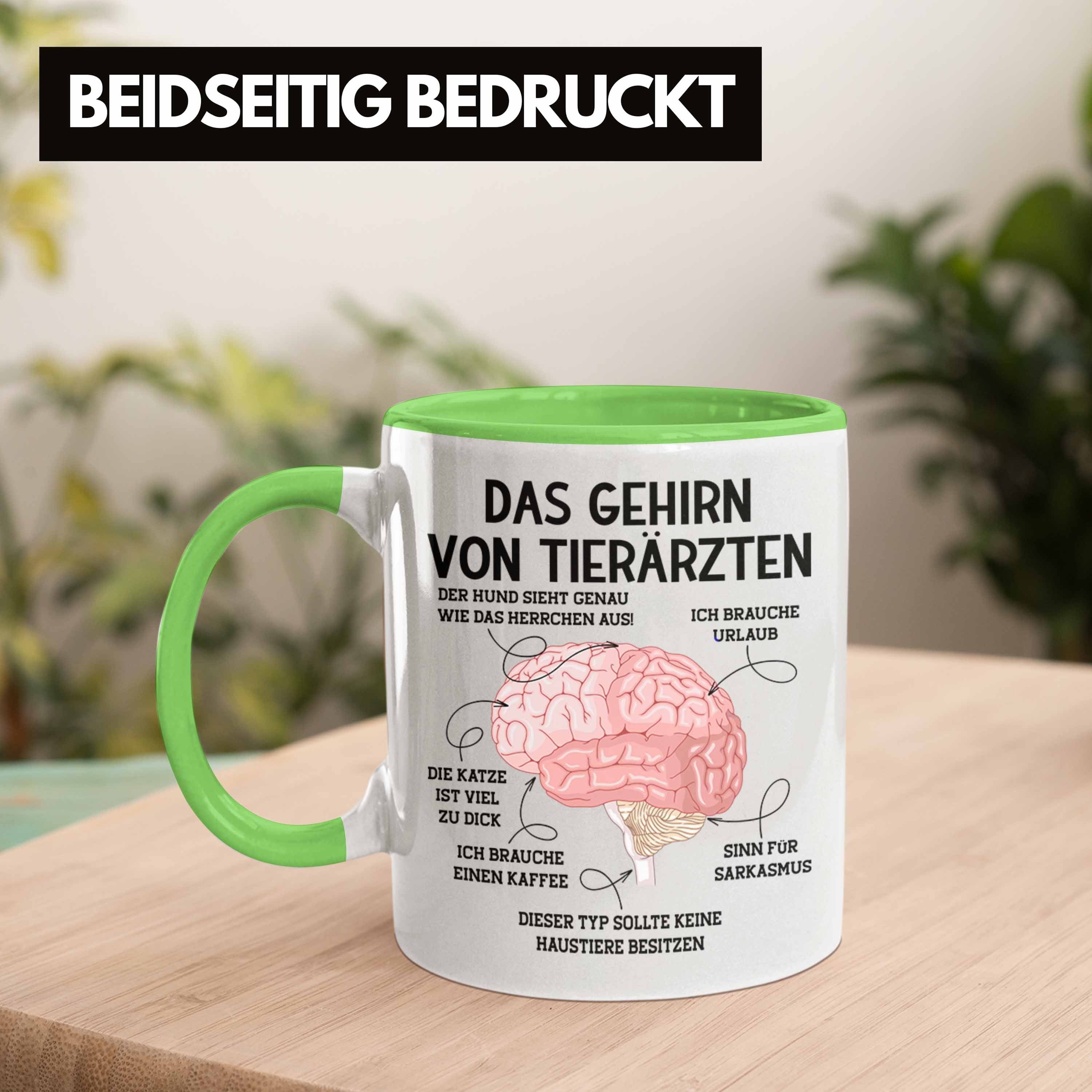 Tasse Tierärztin Gehirn Weihnachte Lustiger Sprüche Geschenk Grün Tierarzt Spruch Trendation
