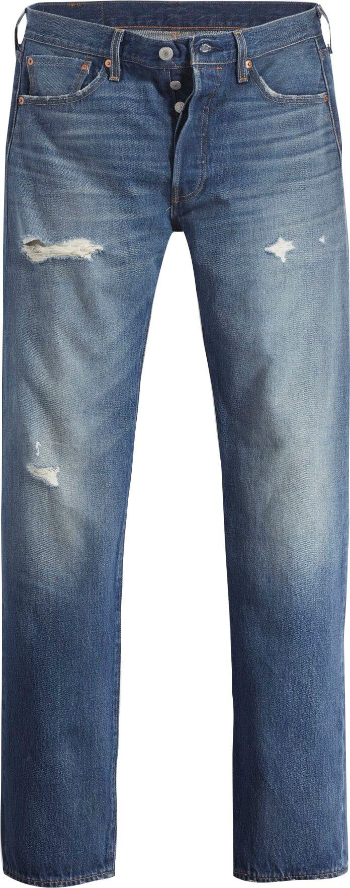 mit MEDIUM 501 VI'S INDIGO DESTRUCTED Levi's® ORIG Destroyed-Jeans Markenlabel