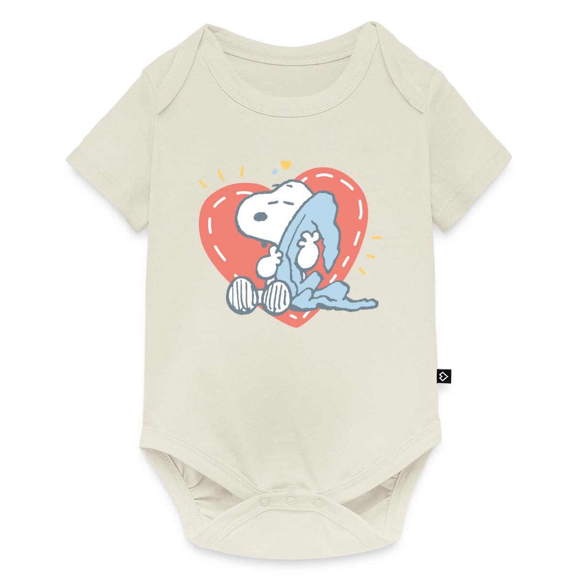 Spreadshirt Kurzarmbody Peanuts Snoopy Müde Herz Kuscheln Kurzarm Tages Baby Body (1-tlg)