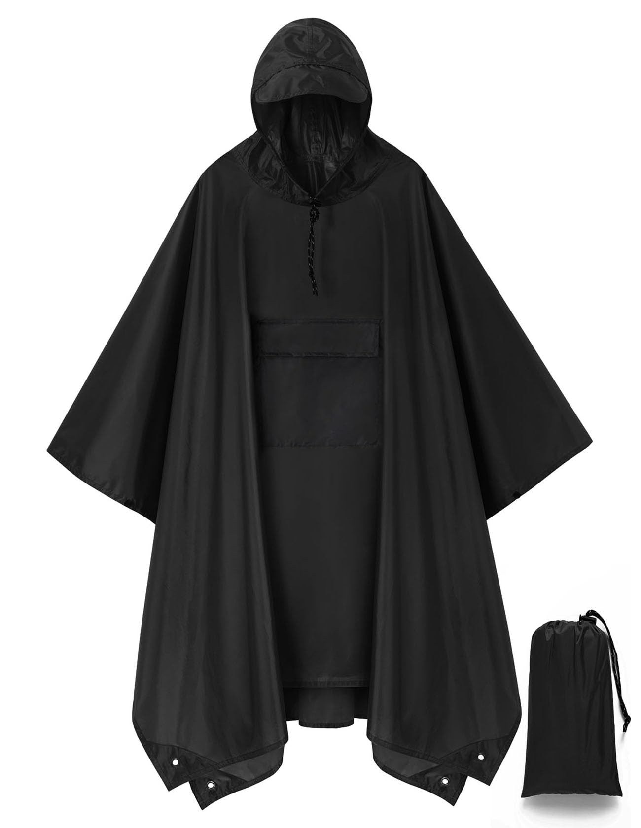 MOPUEA Regenmantel Regenponcho Regenjacke Wasserdicht Größe Regenponcho160×210 cm (Leicht, Faltbar) 3-in-1 Outdoor Poncho mit Kapuze und Tasche