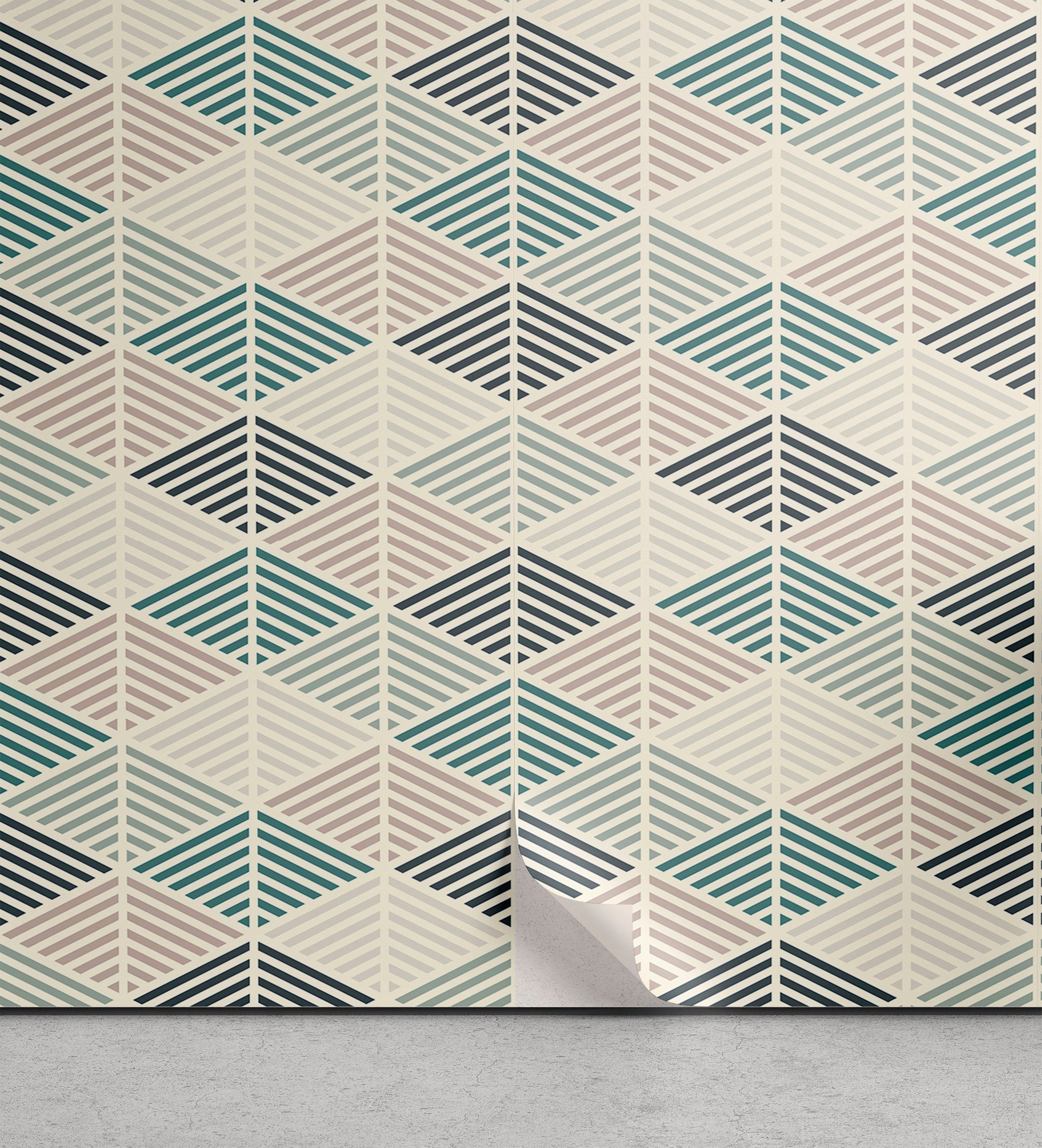 Abakuhaus Vinyltapete Wohnzimmer selbstklebendes Forming Gedeckte Farben Küchenakzent, Streifen-Design