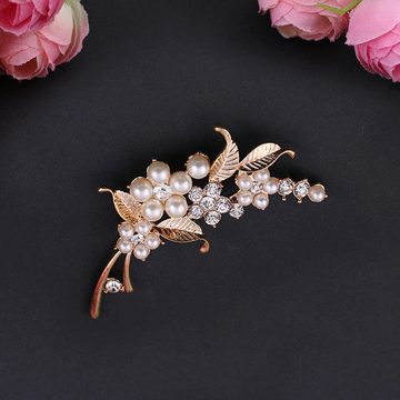 AUKUU Brosche Modische Modische Perlenbrosche besetzt mit Diamanten und, Bauhinia Corsage Brosche Anstecknadelschmuck