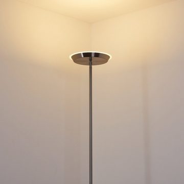 hofstein Stehlampe »Gioz« LED Stehleuchte Bodenlampe aus Metall in Nickel-matt, 3000 Kelvin, mit Touchdimmer, Höhe max 190cm (verstellbar), LEDmax. 2100 Lumen