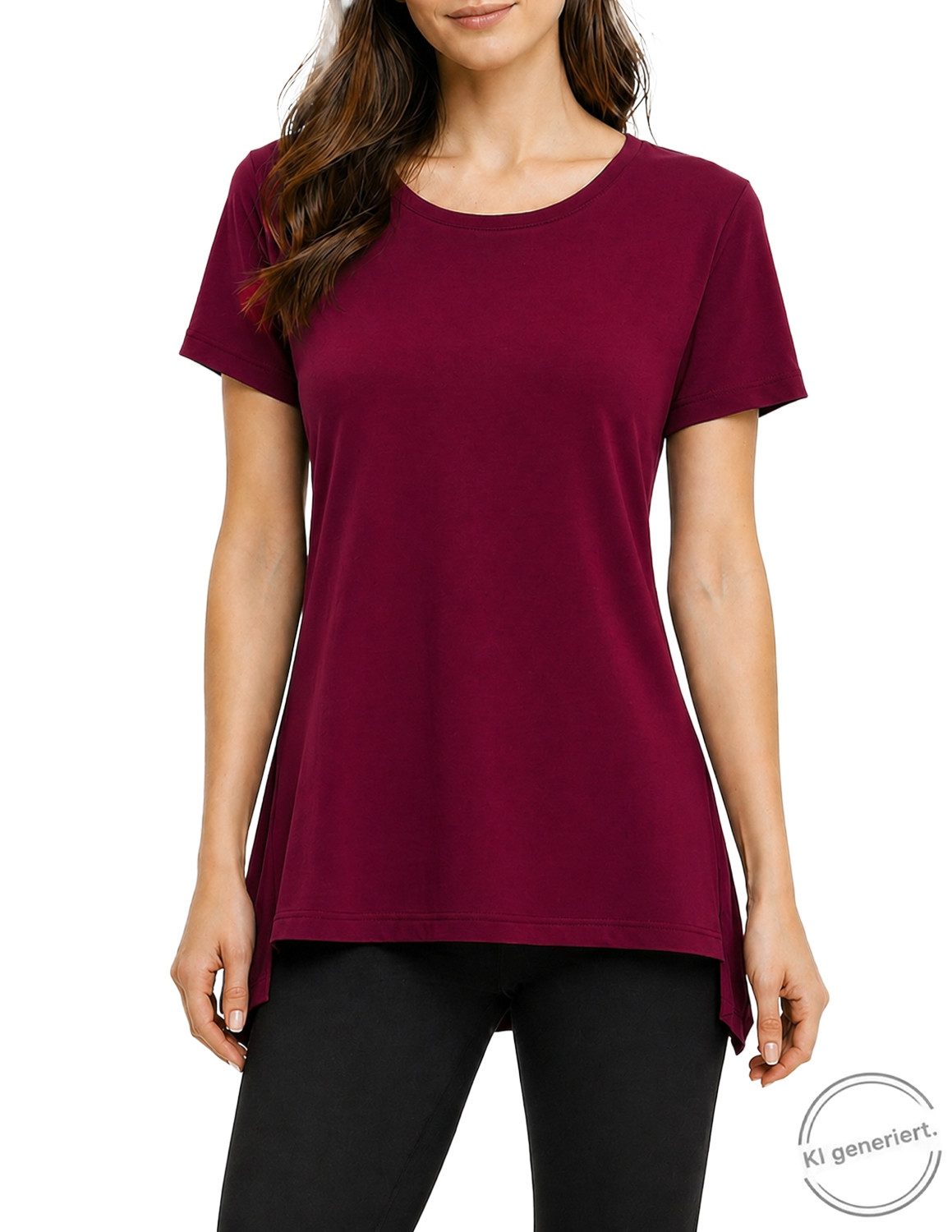 Vishes Zipfelshirt Kurzarm Zipfeltop Damen Asymmetrisch Unifarben Jersey Baumwolle Alternative Mode, Boho, Hippie, Ethno, Festival
