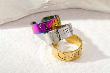 Eyecatcher Fingerring Queen und King Ringset für Paare Freunde verschiedene Farben, Statement Ring, King und Queen, Größenverstallbar