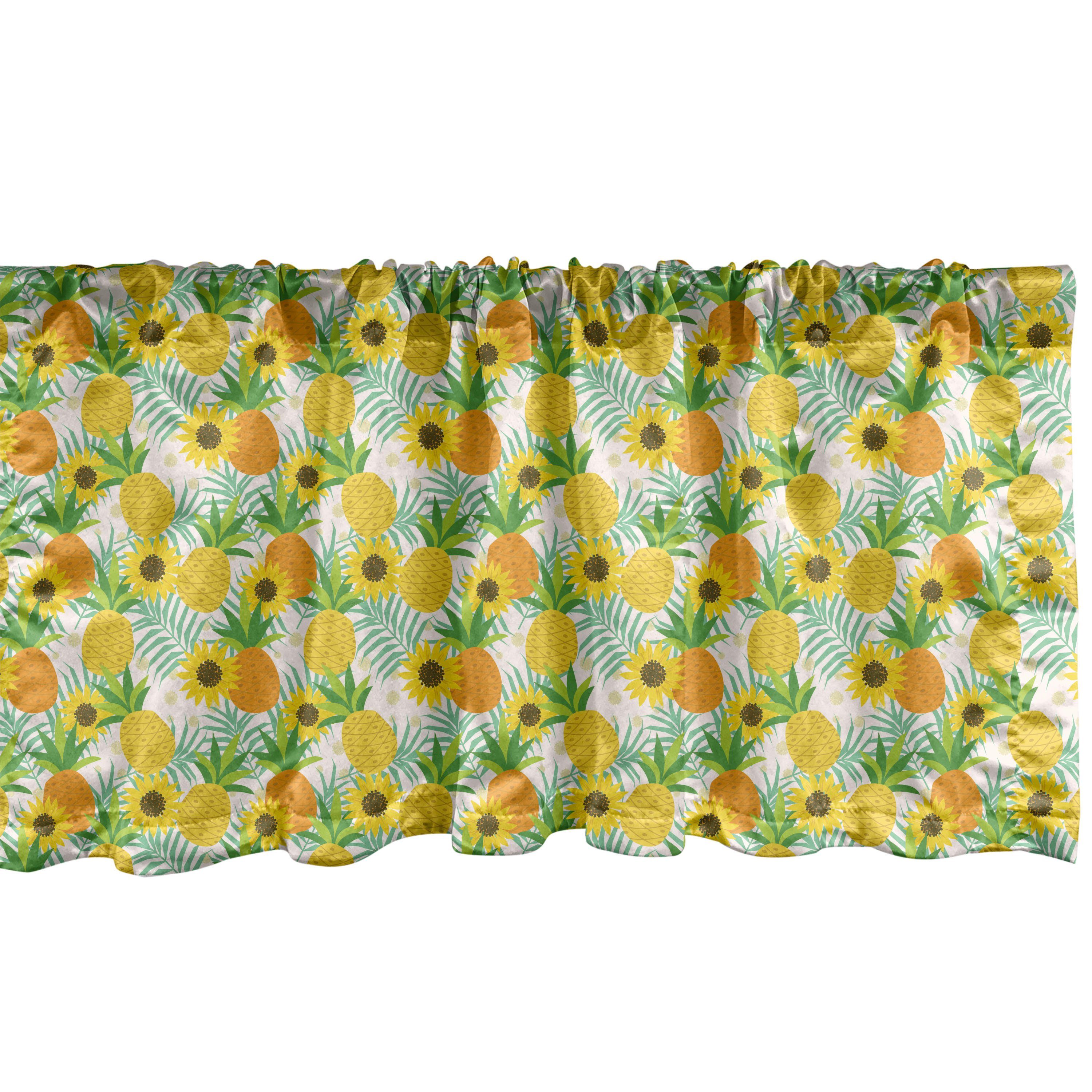 Scheibengardine Vorhang Volant für Dekor Stangentasche, Küche Microfaser, Sonnenblumen mit Sommer Schlafzimmer Abakuhaus, Ananas und