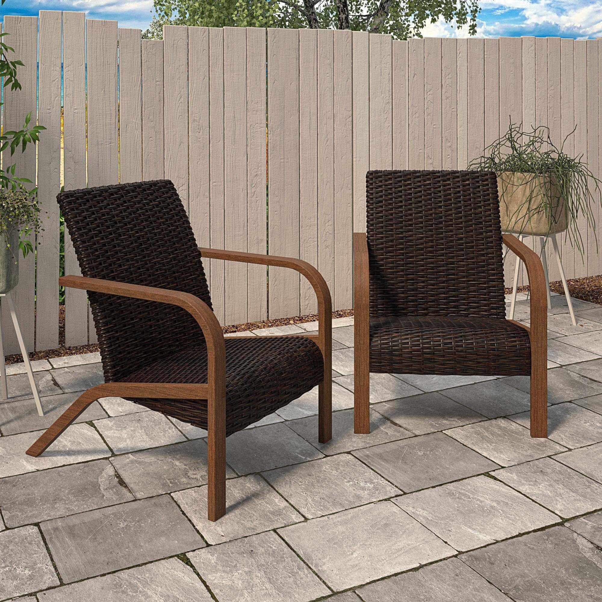 loft24 Gartenstuhl Smartwick - Patio Stuhl Rattanstuhl Gartenmöbel Outdoor (Set, 2 St), Stuhl, Rattan, Sitzhöhe 35,5 cm, Geflechtstuhl