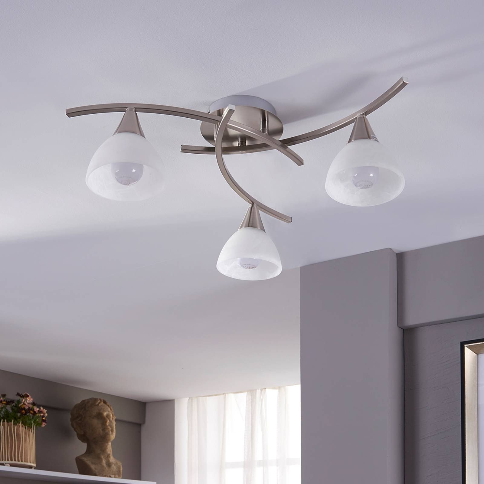 Lindby Deckenleuchten Della, Glas Alu IP20, 3 x 4 W LED