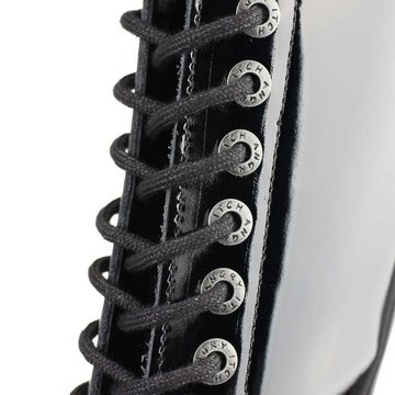 ANGRY ITCH Angry Itch 20-Loch Lackleder Stiefel Schwarz Größe 38 Schnürstiefel aus echtem Leder, mit Stahlkappe