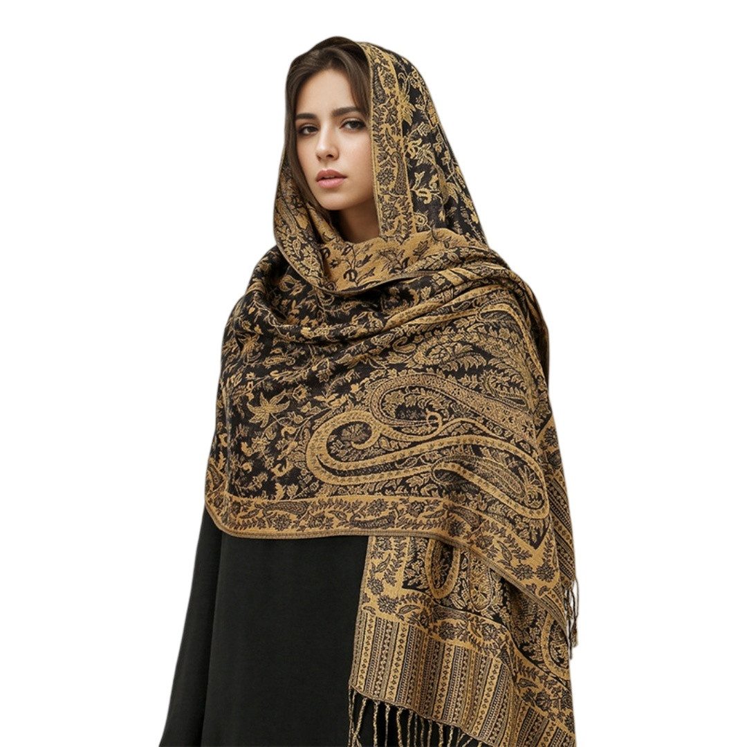 nsihing Modeschal Warmer Schal für Damen, Weiches Tuch in Kaschmir-Optik, Lange, große warme Stola mit Quasten für Herbst und Winter