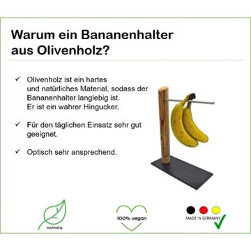 Olivenholz-erleben Obstschale Bananenhalter / Weintraubenhalter aus Olivenholz, (1-tlg), Längere Haltbarkeit von Bananen und Weintrauben