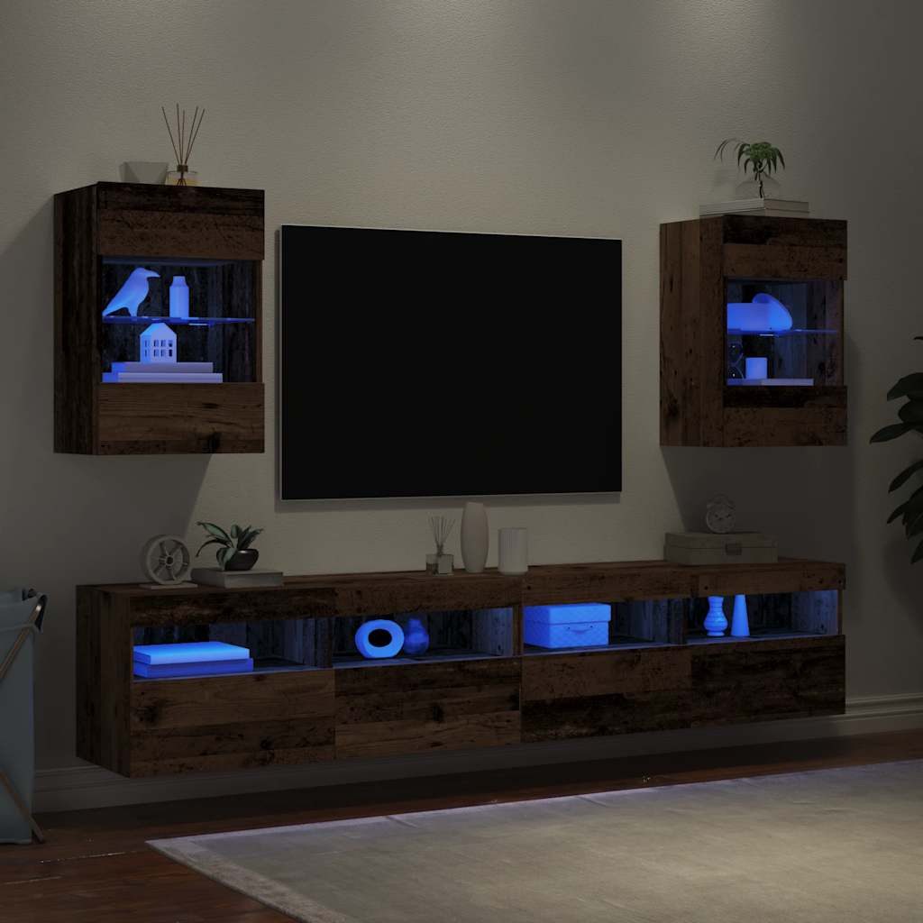 vidaXL TV-Wand TV-Wandschränke mit LED-Leuchten 2 günstig online kaufen