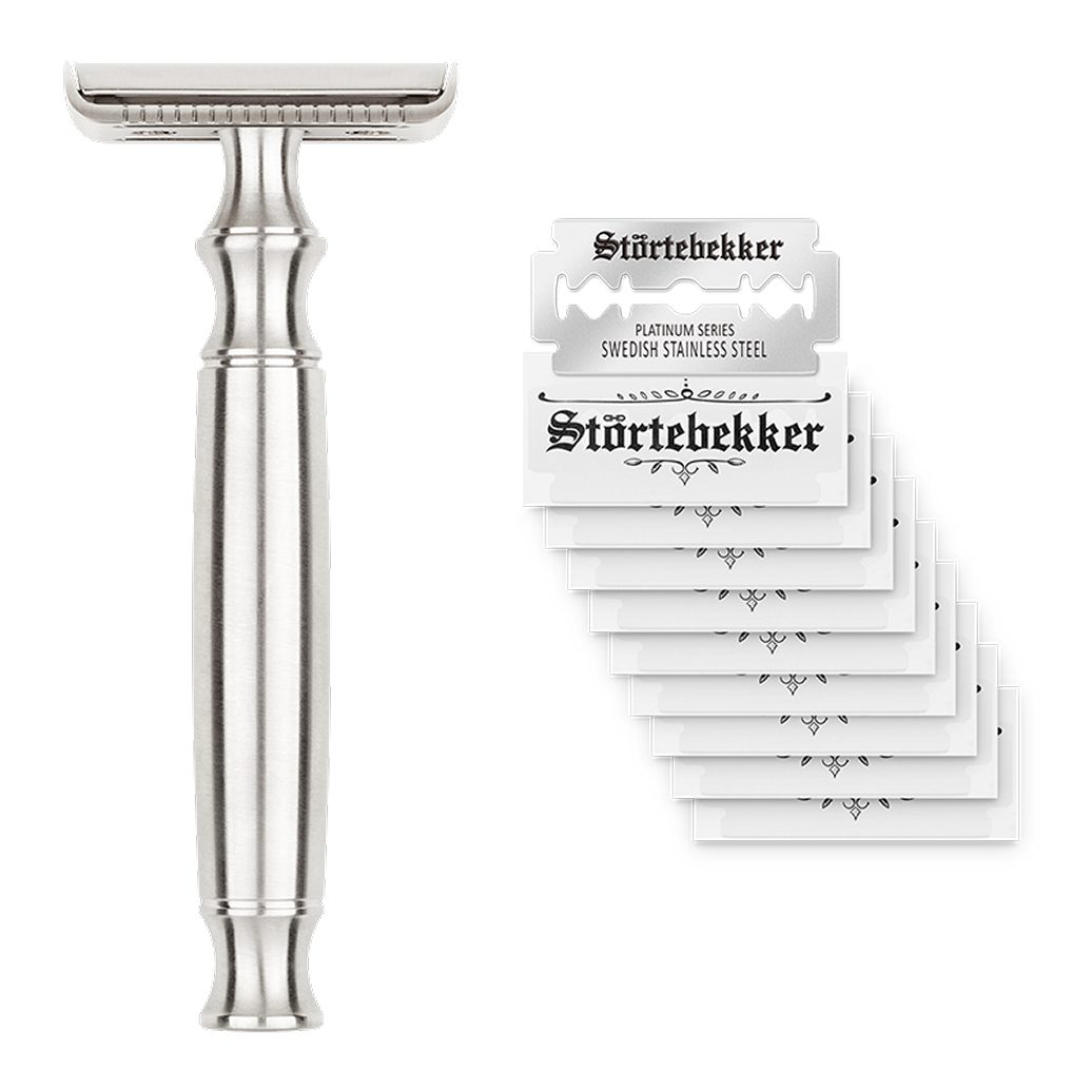 Störtebekker Rasierhobel 'Rostock' - mit extra schwerem Griff für optimale Handhabung, 1-tlg., inkl. 10 Klingen, Nassrasierer Set in Premium-Qualität, Geschenkidee
