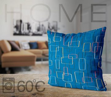 Kissenbezug, VOID (1 Stück), Sofa-Kissen 70er Grafik Muster Farben Blau Fernseher gemustert Pop Art Artwork geometrisch Design Wohnzimmer Deko Textur