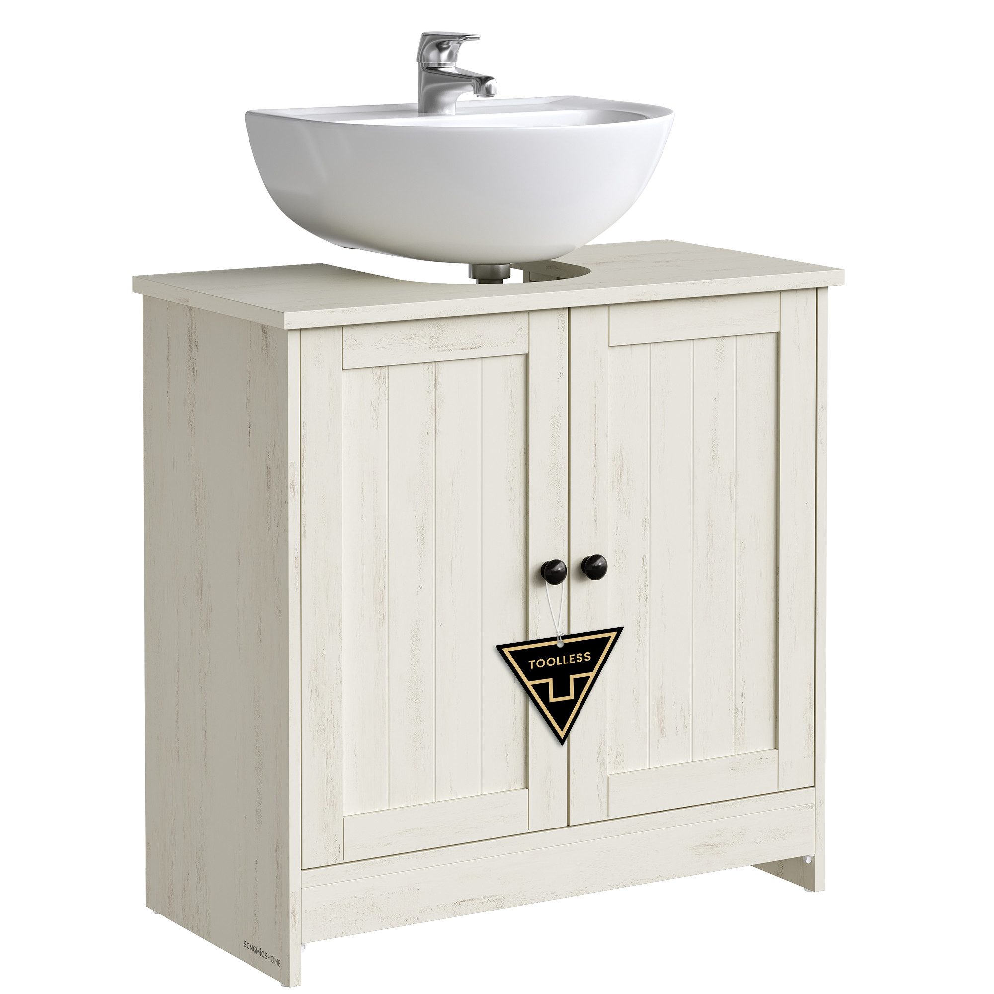 SONGMICS HOME Waschbeckenunterschrank Badezimmerschrank Toolless-Technologi günstig online kaufen