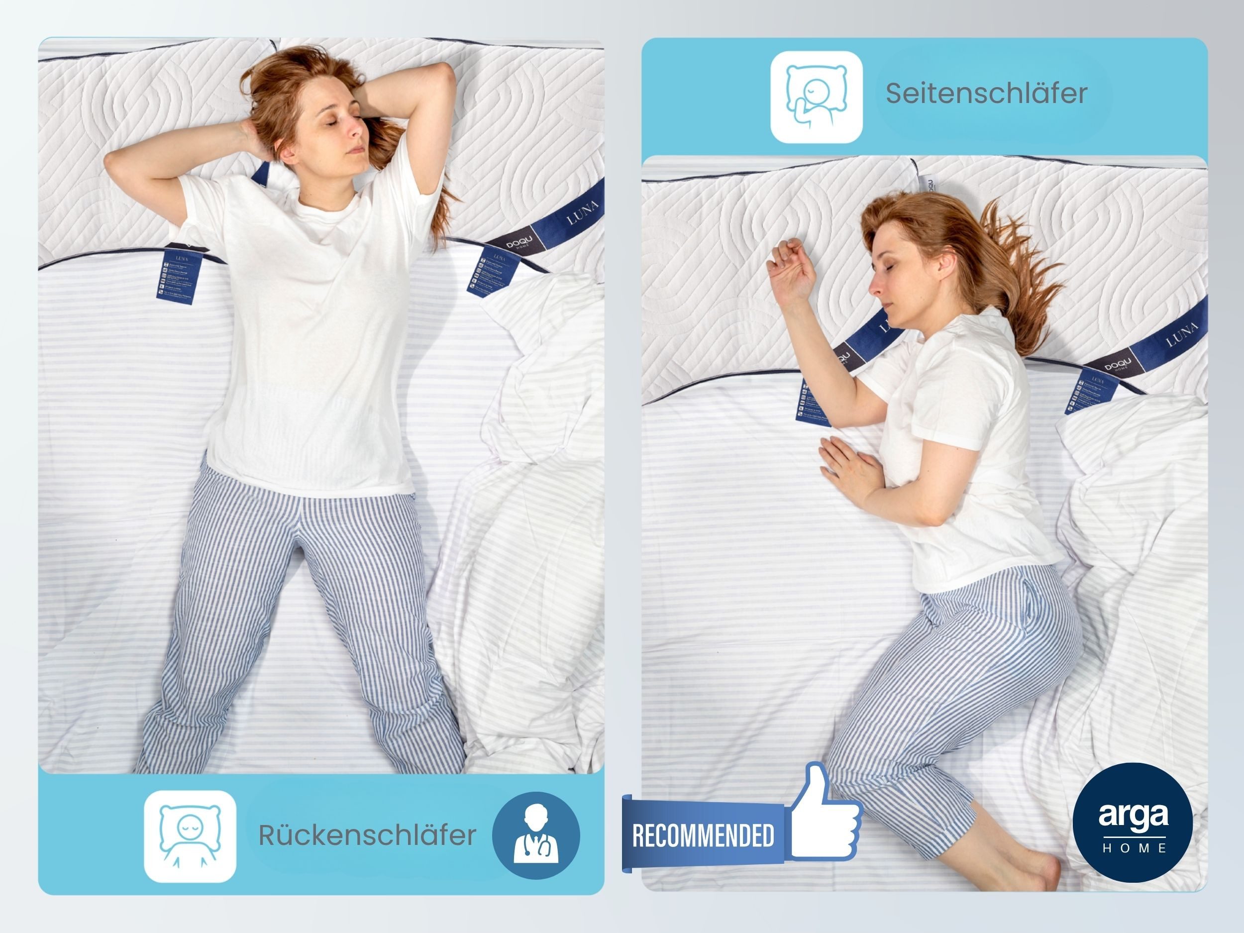 ARGAHOME Nackenstützkissen AH Luna Soft Ergonomisches Kopfkissen mit Stützfunktion – Bild 4 von 5