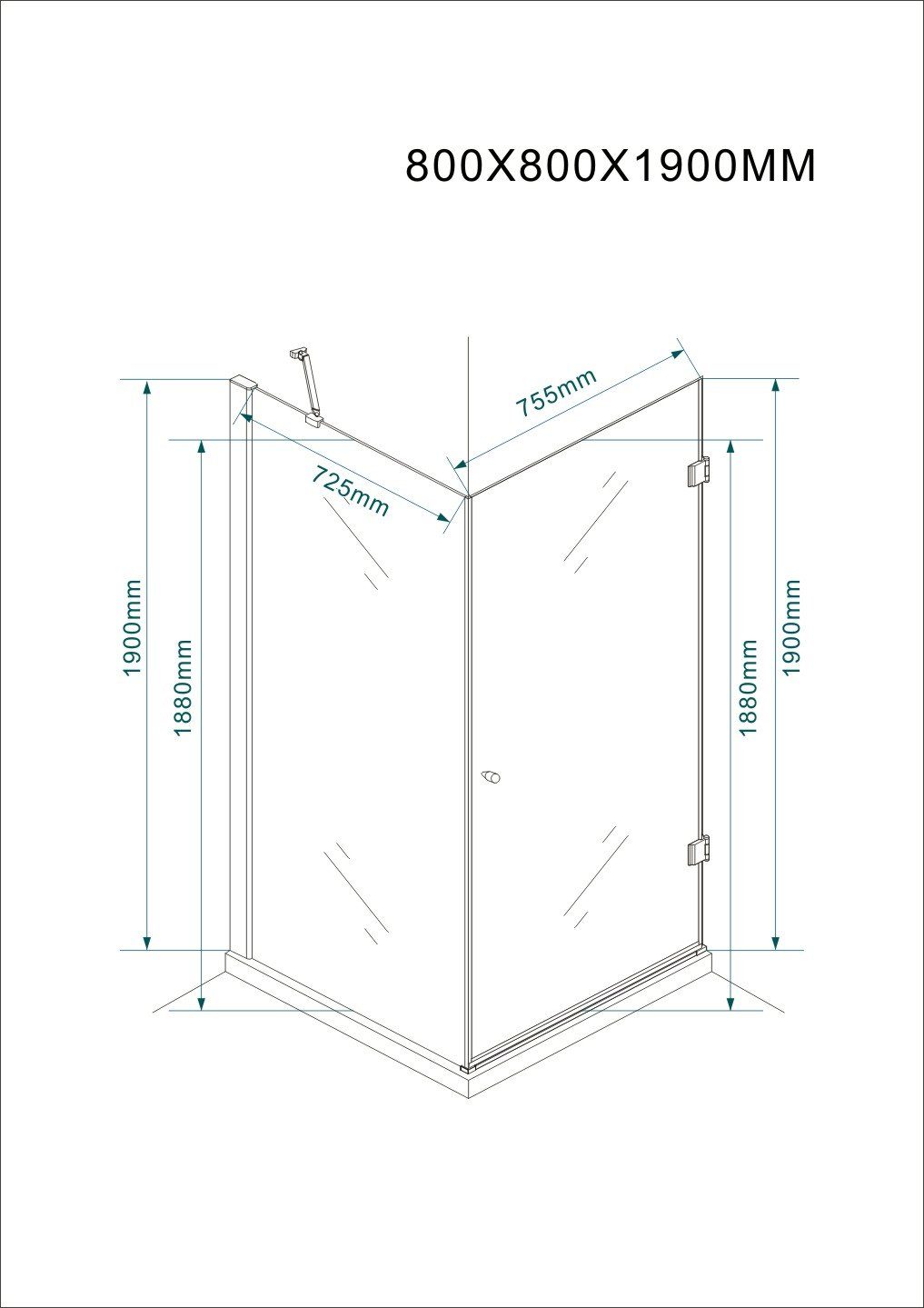 Fischer und Adamek Eckdusche Duschkabine EckDuschabtrennung Duschtasse Duschtür Eger, BxT: 80x80 cm, Teilsatiniert – Bild 3 von 5
