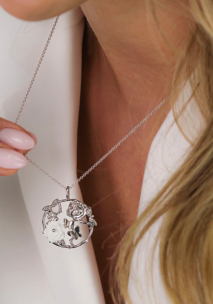 Engelsrufer Kettenanhänger Rose Garden, mit Zirkonia (synth) - mit Perlmutt günstig online kaufen