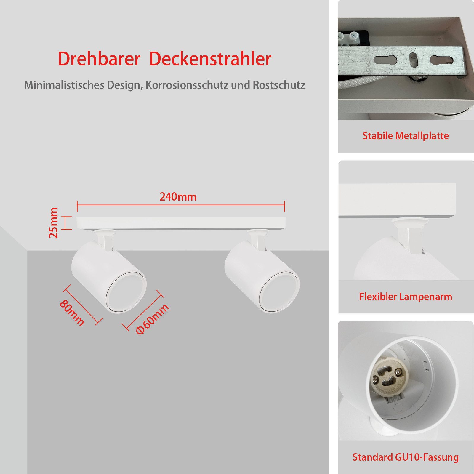 Zedelmaier Deckenstrahler Deckenspots Deckenleuchte max.7W, GU10, günstig online kaufen