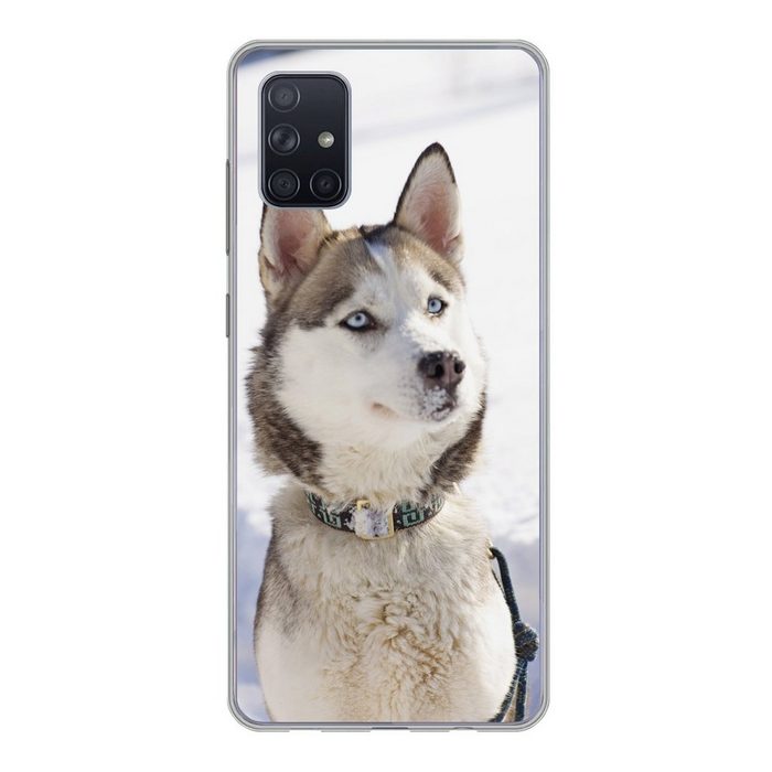 MuchoWow Handyhülle Sibirischer Schlittenhund im Schnee Phone Case Handyhülle Samsung Galaxy A71 Silikon Schutzhülle