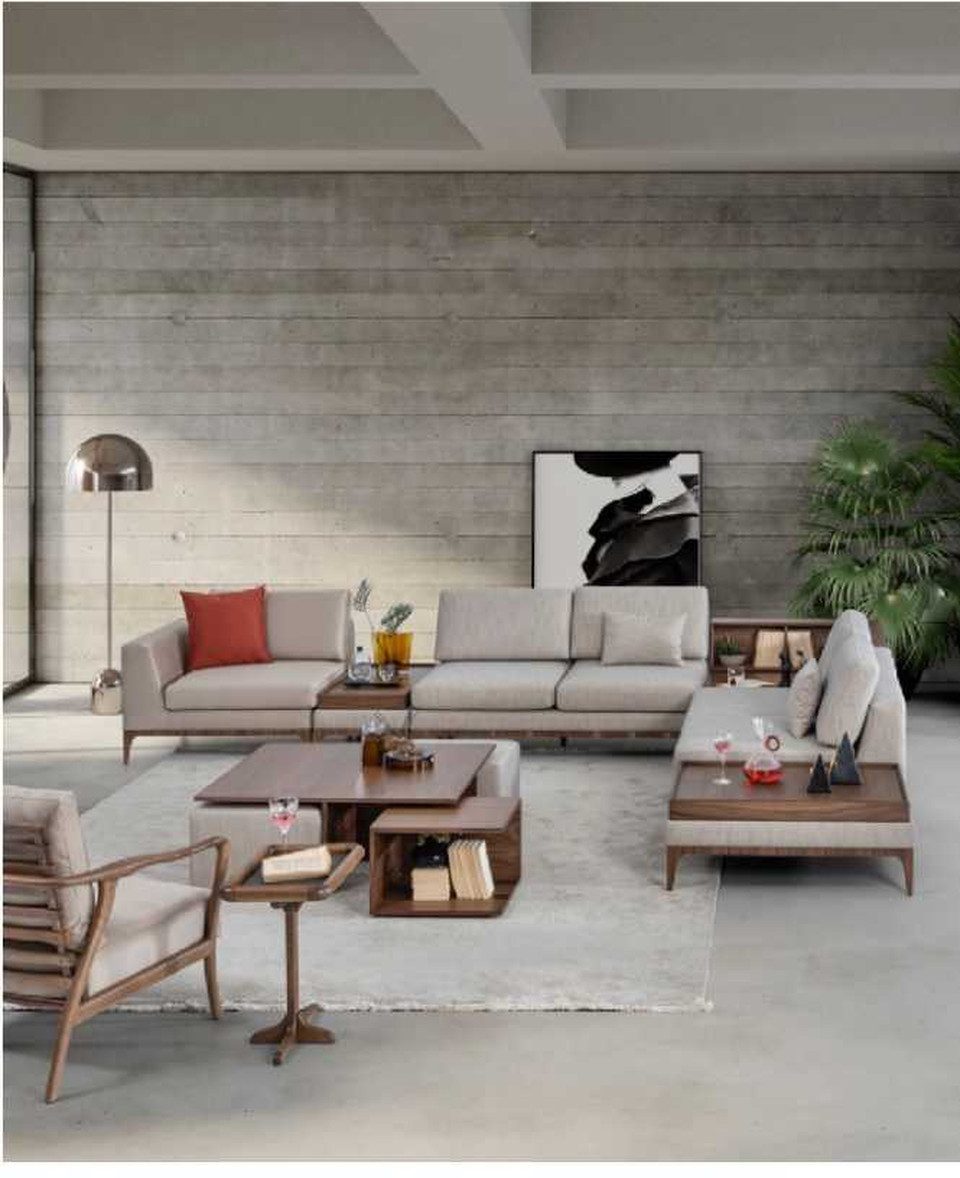 Xlmoebel Ecksofa Luxuriöses L-Form Sofa mit Holzrahmen und großzügiger Sitzfläche, Ecksofa, Hergestellt in Europa