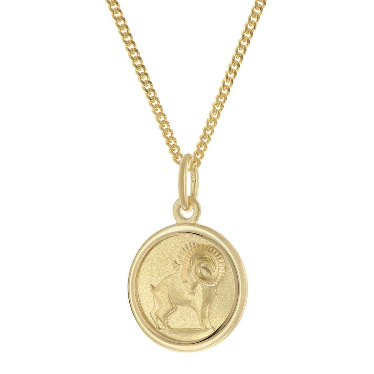 trendor Panzerkette 28468-04, Kinder Sternzeichen Widder Gold 333 mit vergoldeter Kette
