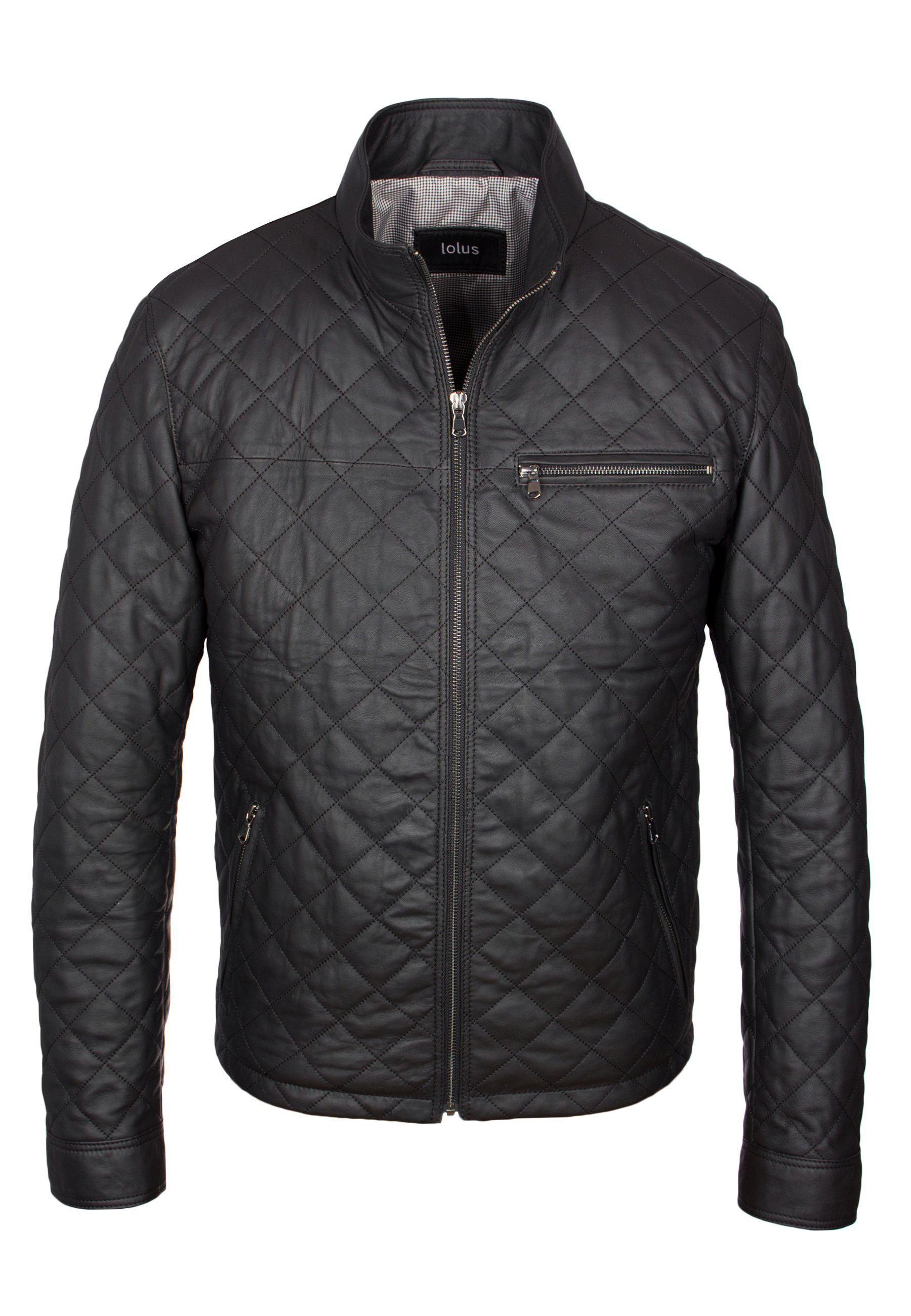 Lolus Lederjacke Tale 2 Schwarz Elegante und sportliche Steppjacke aus weichem Lammnappa Leder