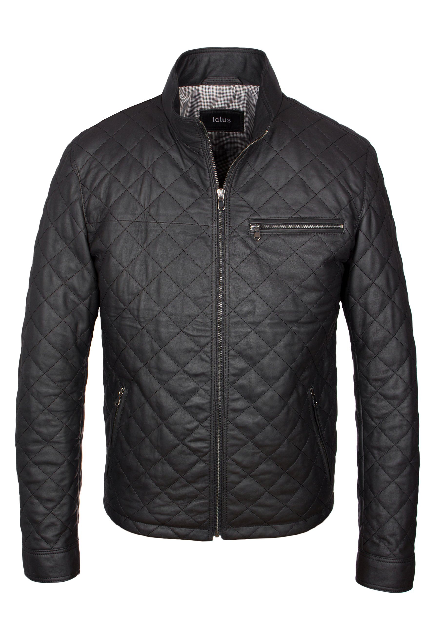 Lolus Lederjacke Tale 2 Schwarz Elegante und sportliche Steppjacke aus weic günstig online kaufen