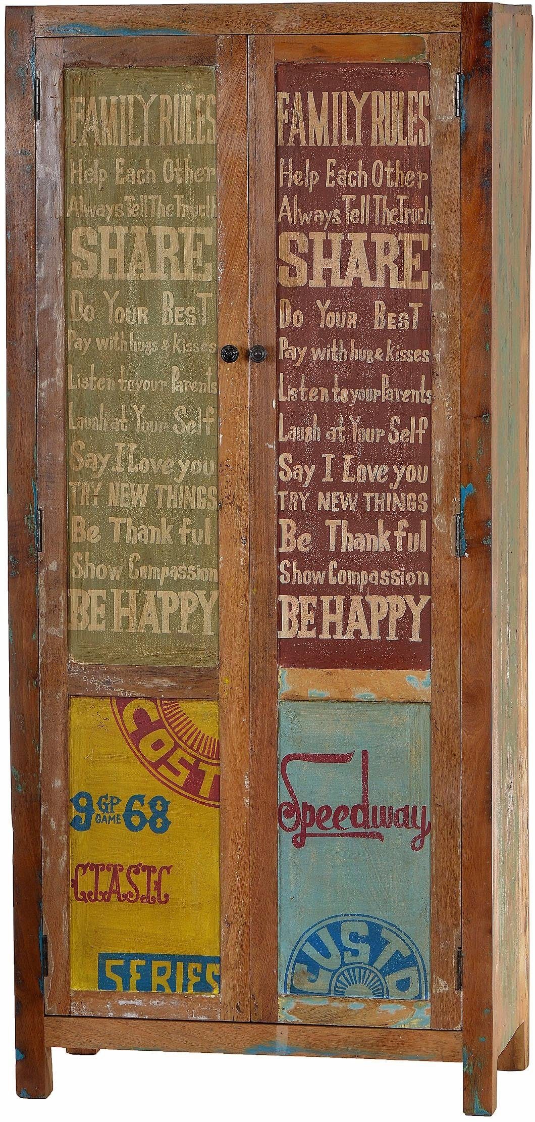 SIT Stauraumschrank Speedway aus recyceltem Altholz, Breite 80 cm, Shabby Chic, Vintage