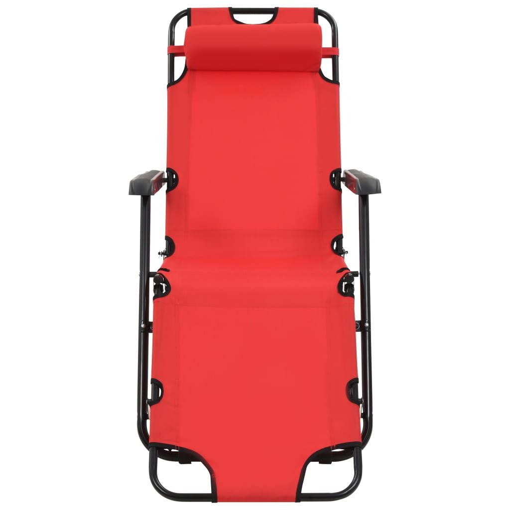 vidaXL Gartenlounge-Sessel 120 kg Klappbare Sonnenliegen 2 Stk mit Fußablage Rot