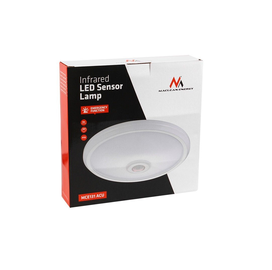 Maclean LED Deckenleuchte MCE131 ACU, Infrarot-Deckenleuchte mit Bewegungsmelder Weiß LED 12 W