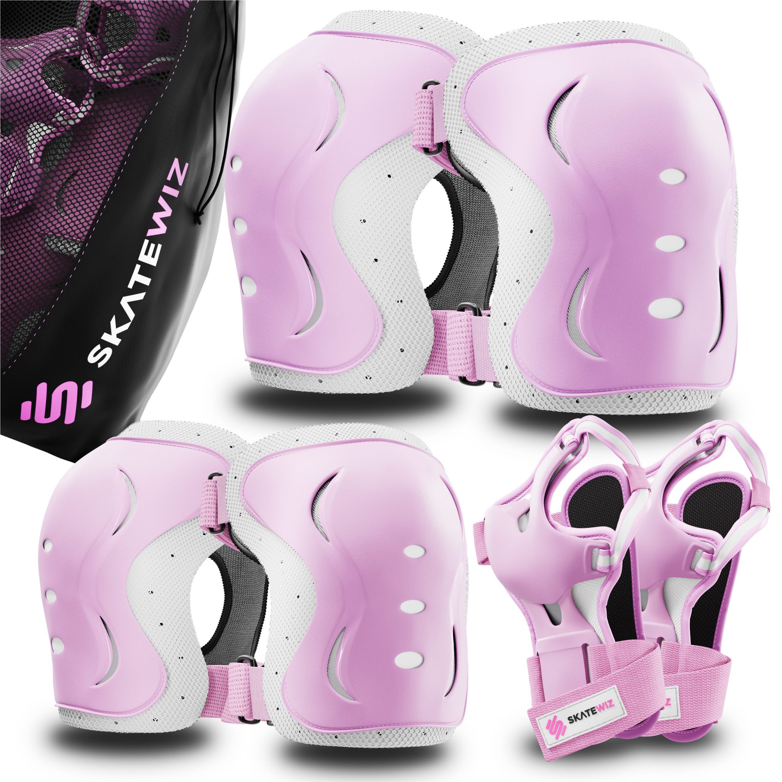 SKATEWIZ Protektoren-Set Schoner Inliner Geschenke für Kinder Knieschoner Erwachsene (Schützer Set Inliner skates Kinder und Rollschuhe, 6-tlg., Knieschoner Kinder - Inliner Schoner Erwachsene Schützer Inliner), Skateboard Schutzausrüstung Schlittschuhe Schoner