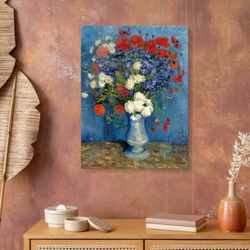 Posterlounge Acrylglasbild Vincent van Gogh, Vase mit Kornblumen und Mohn, Wohnzimmer Malerei