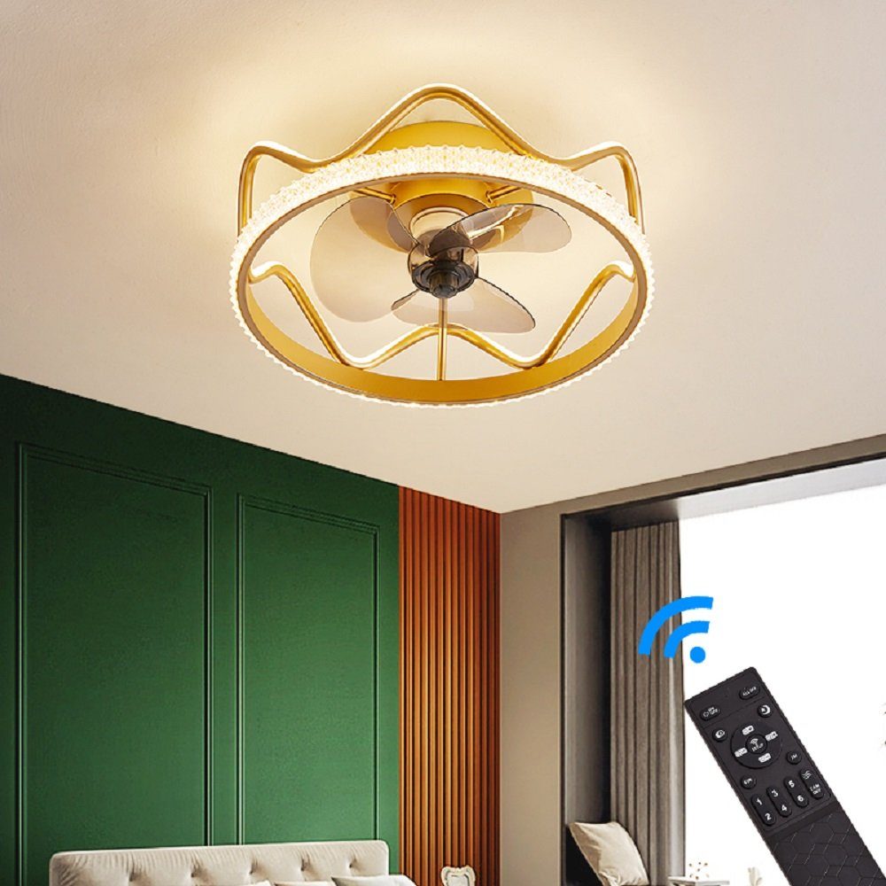 Euroton Deckenventilator Deckenventilator mit LED Beleuchtung Deckenleuchte mit Fernbedienung, 20 cm Durchmesser, Inkl Fernbedienung
