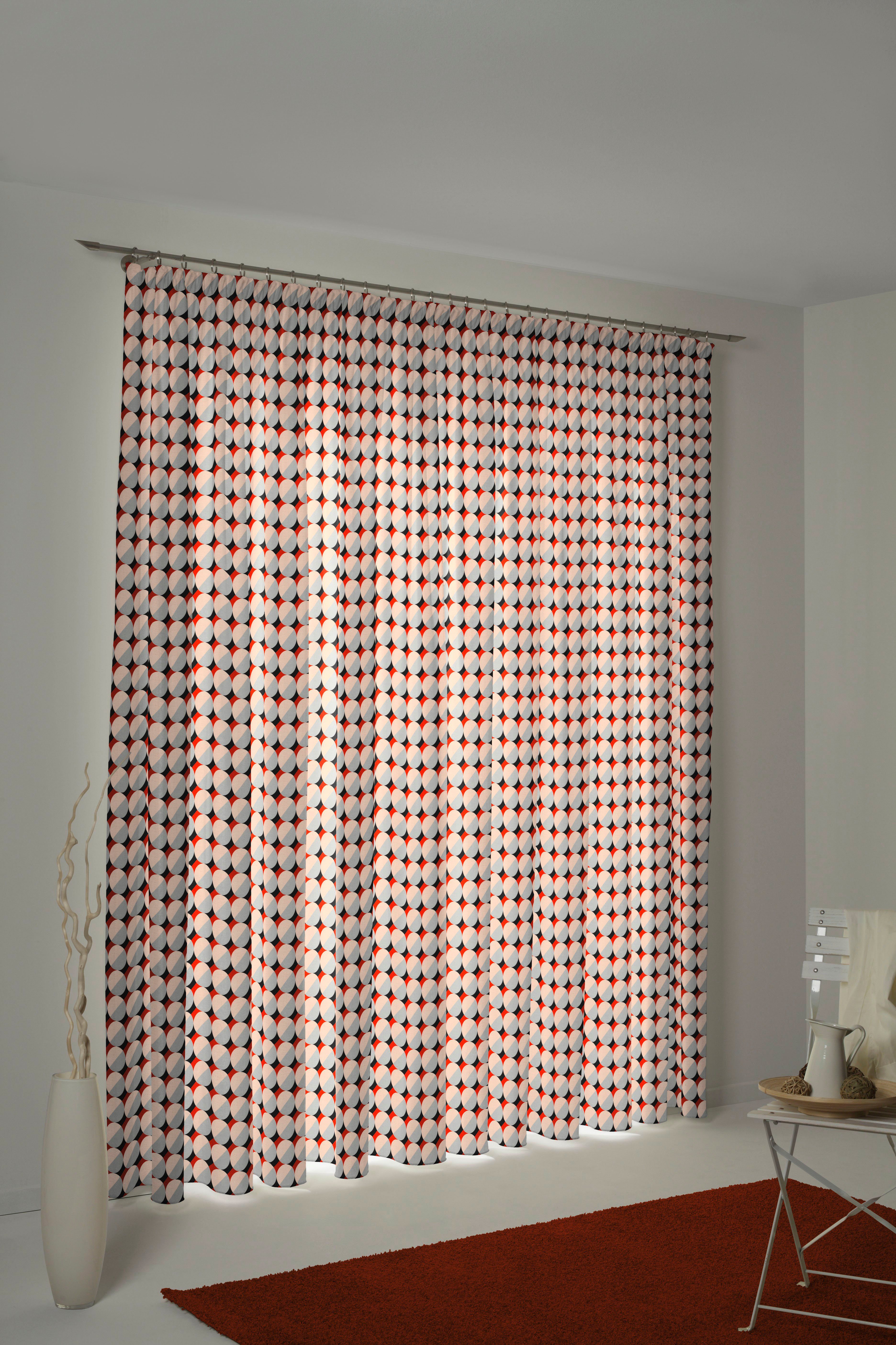 Vorhang Circles, Adam, Kräuselband (1 blickdicht, nachhaltig natur/orange/hellgrau St), Jacquard