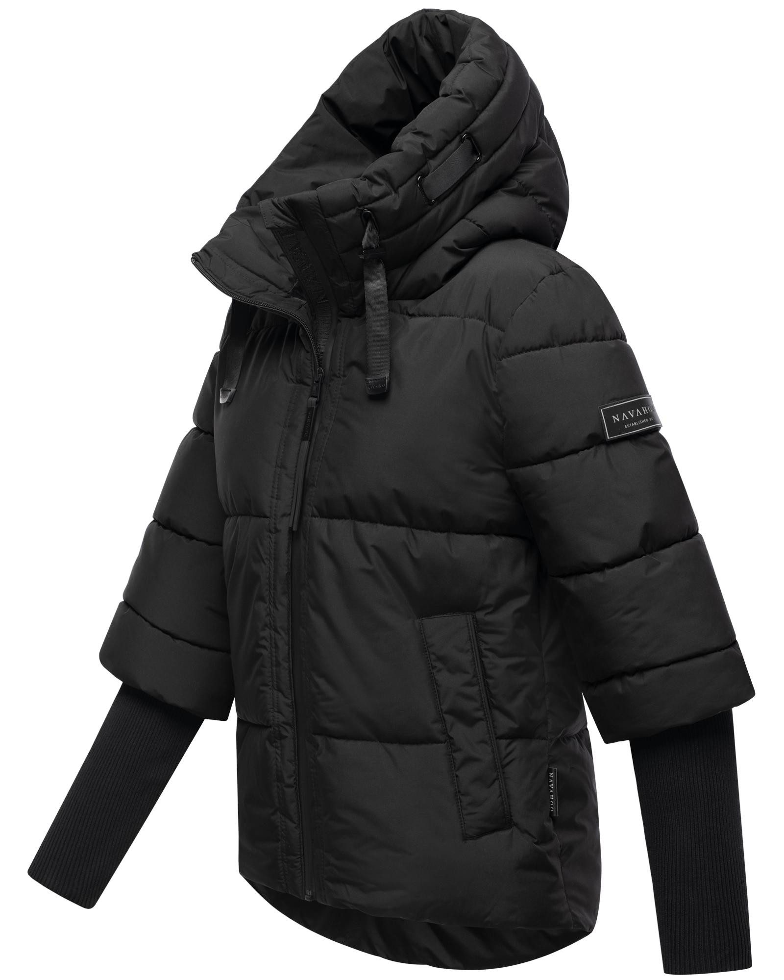 Navahoo Steppjacke Lotusherz XIV Warme gesteppte Winterjacke mit Rippstrickärmeln – Bild 3 von 5