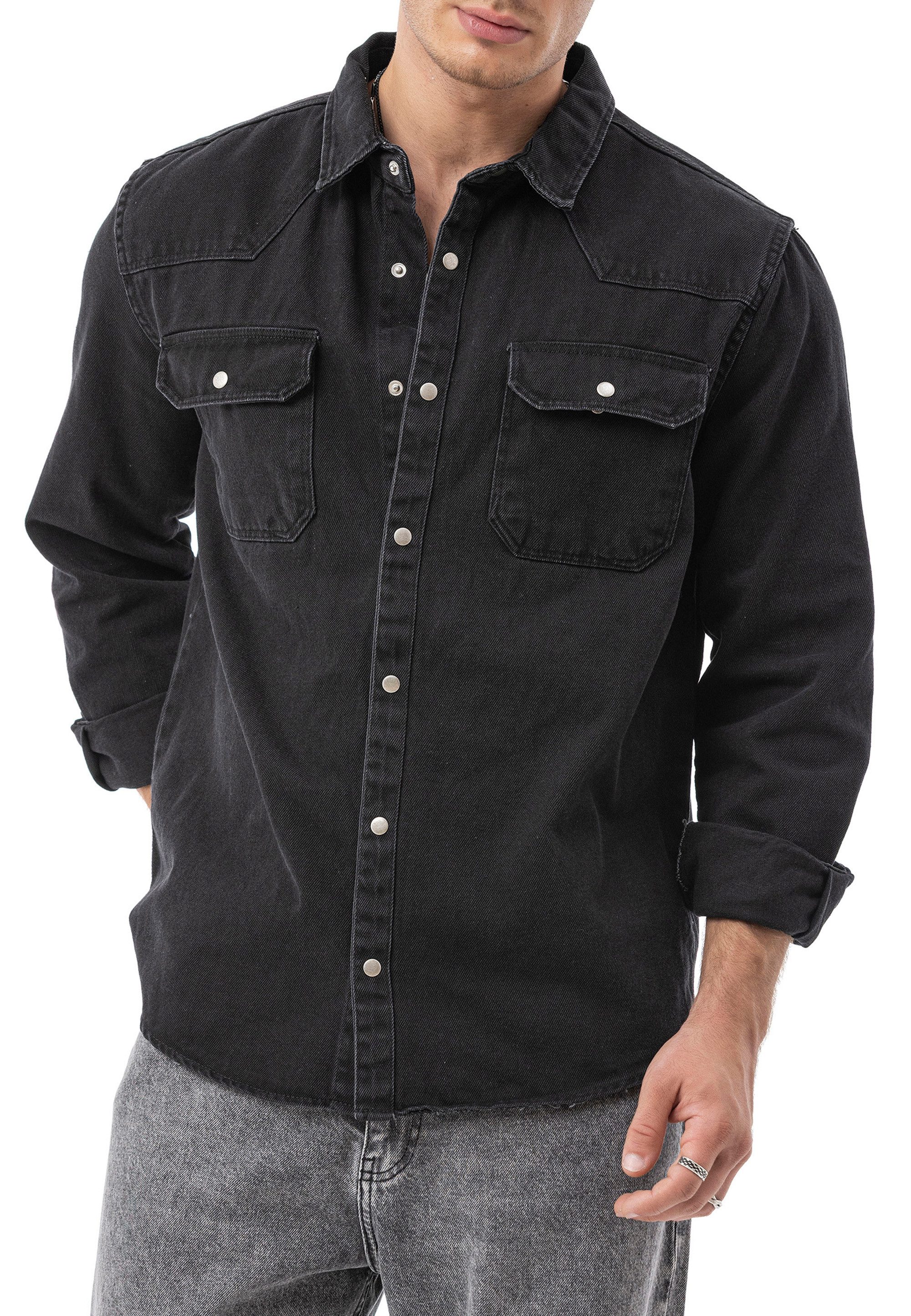 RedBridge Jeanshemd by Spruce - Denim-Hemd mit Druckknöpfen – Regular Fit, günstig online kaufen